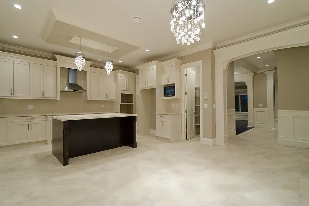 Burnaby custom modern home, twilight front exterior, view 7