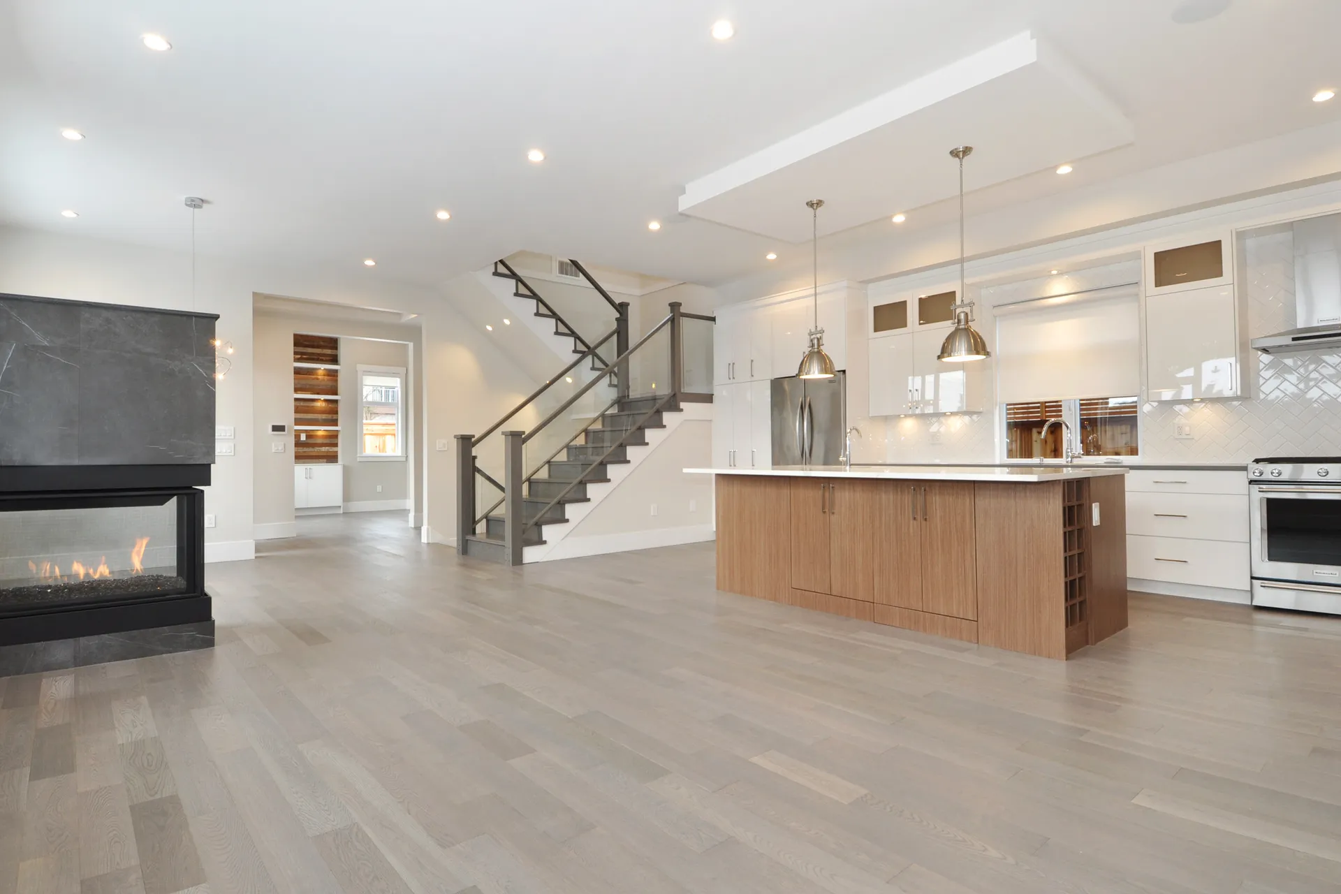 Lynn Valley contemporary family home, open kitchen and living room