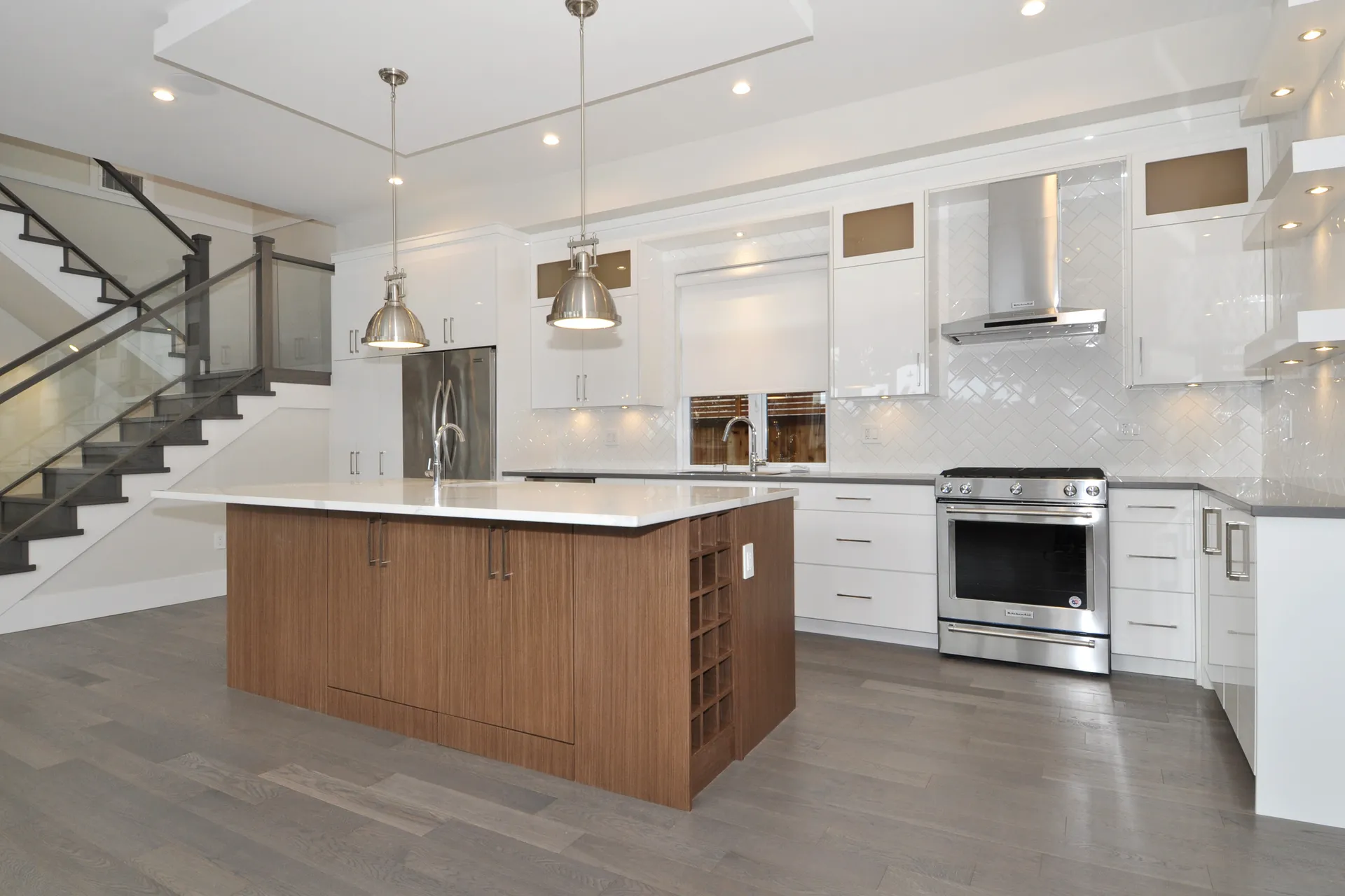 Lynn Valley contemporary family home, open kitchen and living room, view 3