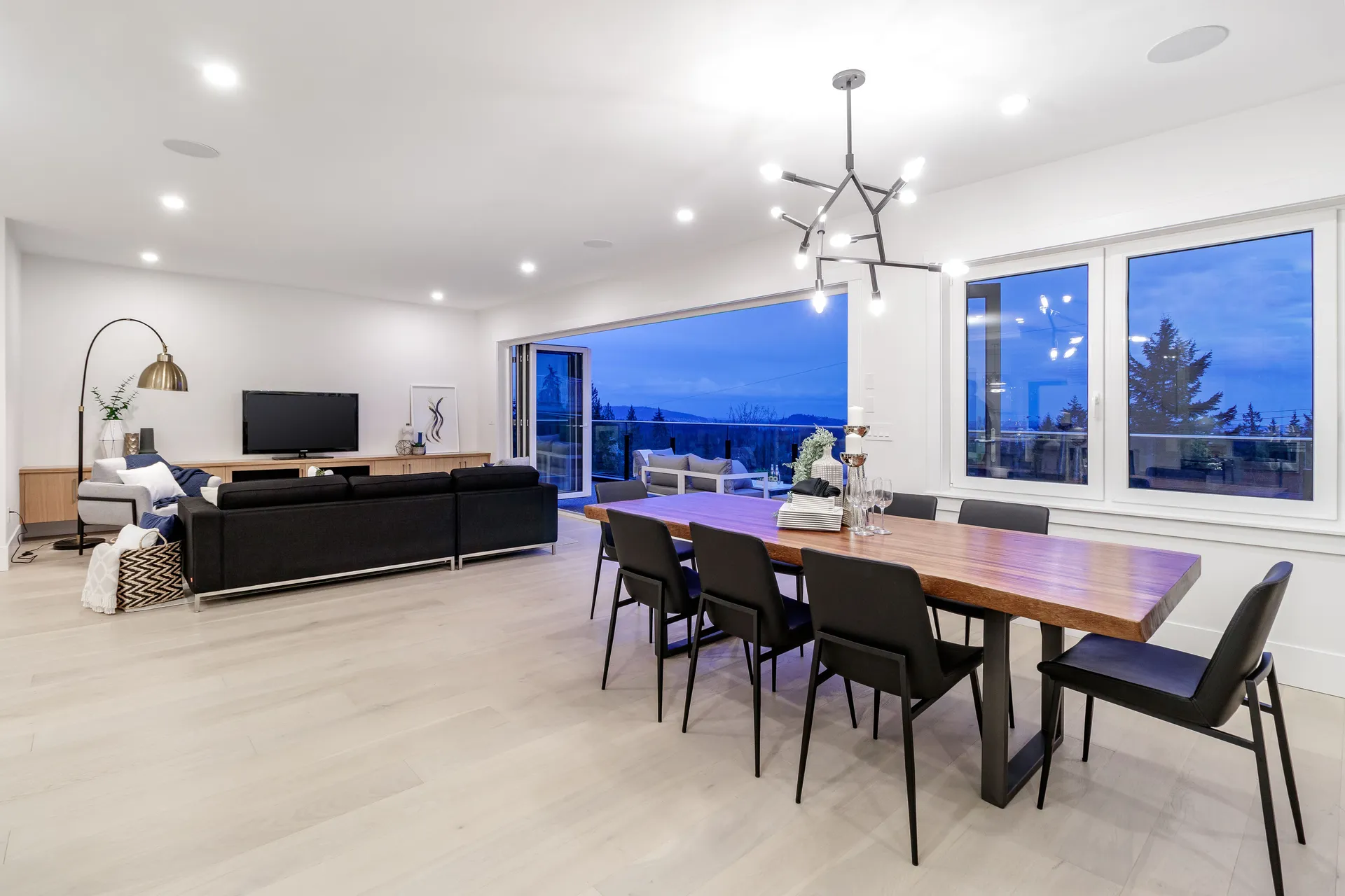 Lynn Valley three storey custom home, twilight front exterior, view 7