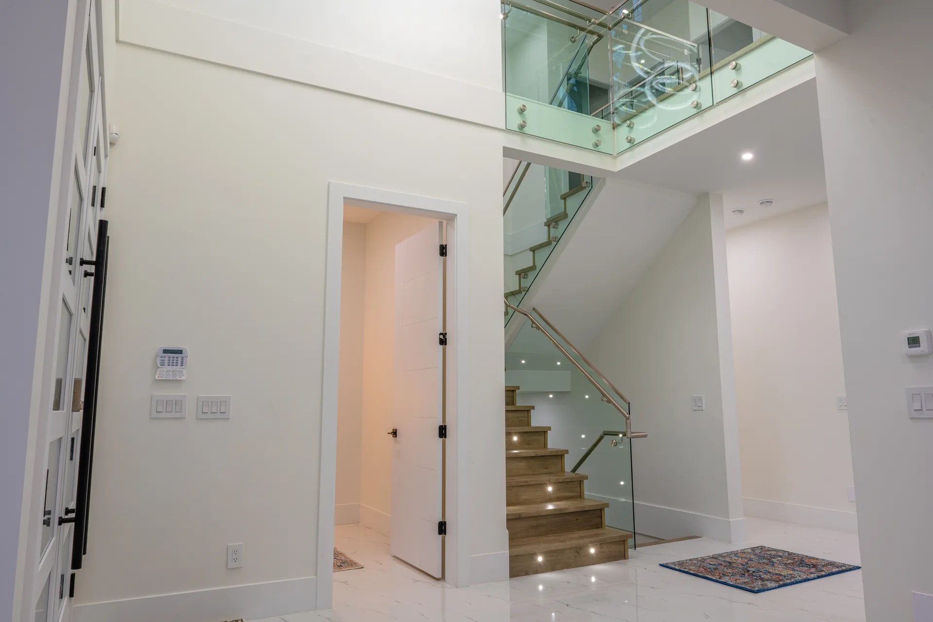 Surrey custom modern estate, twilight front exterior, view 5