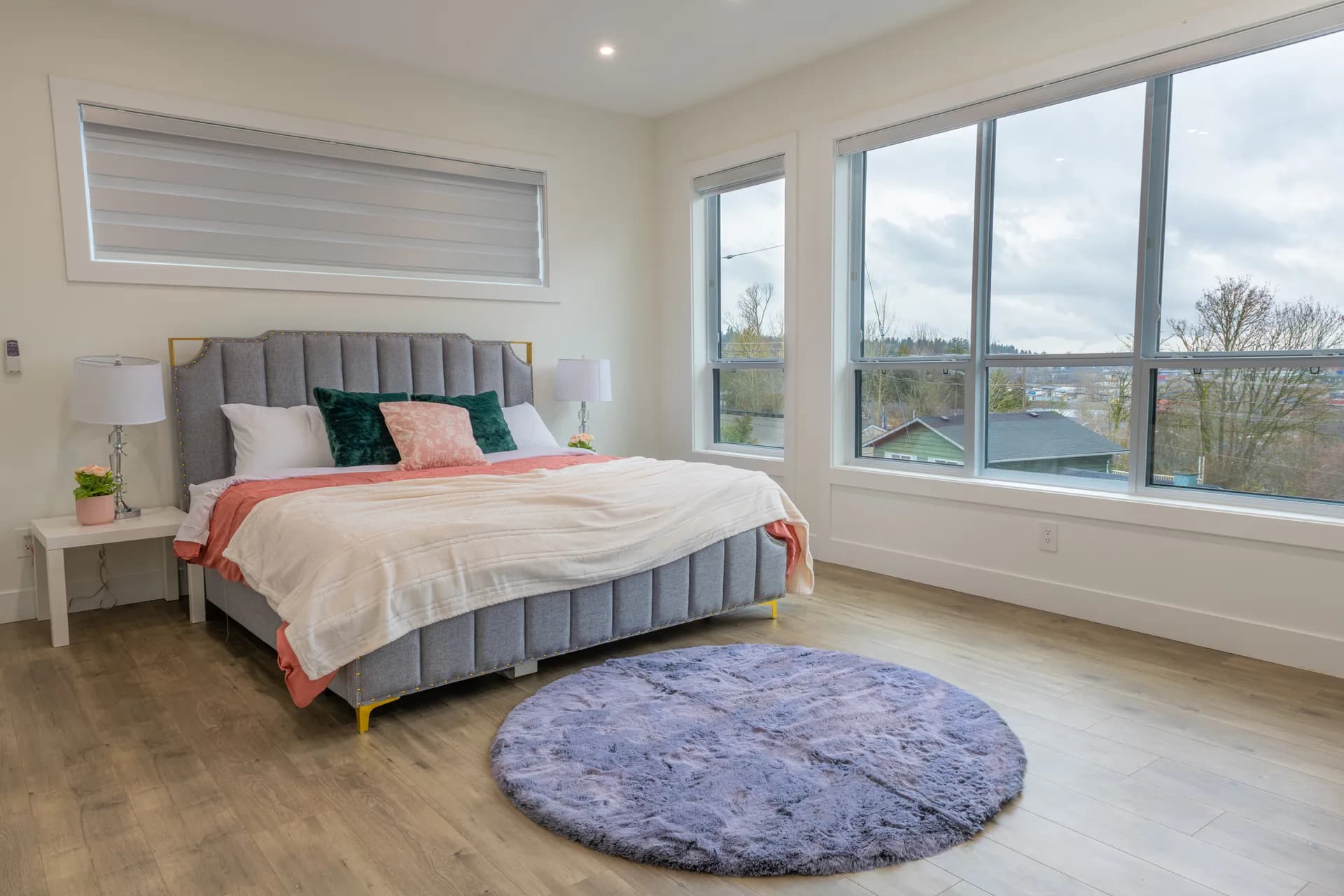 Surrey custom modern estate, twilight front exterior, view 9